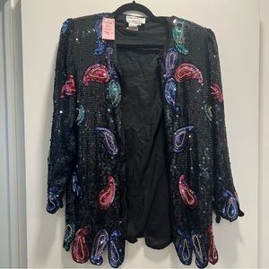 Scala Vintage Sequin Paisley Jacket